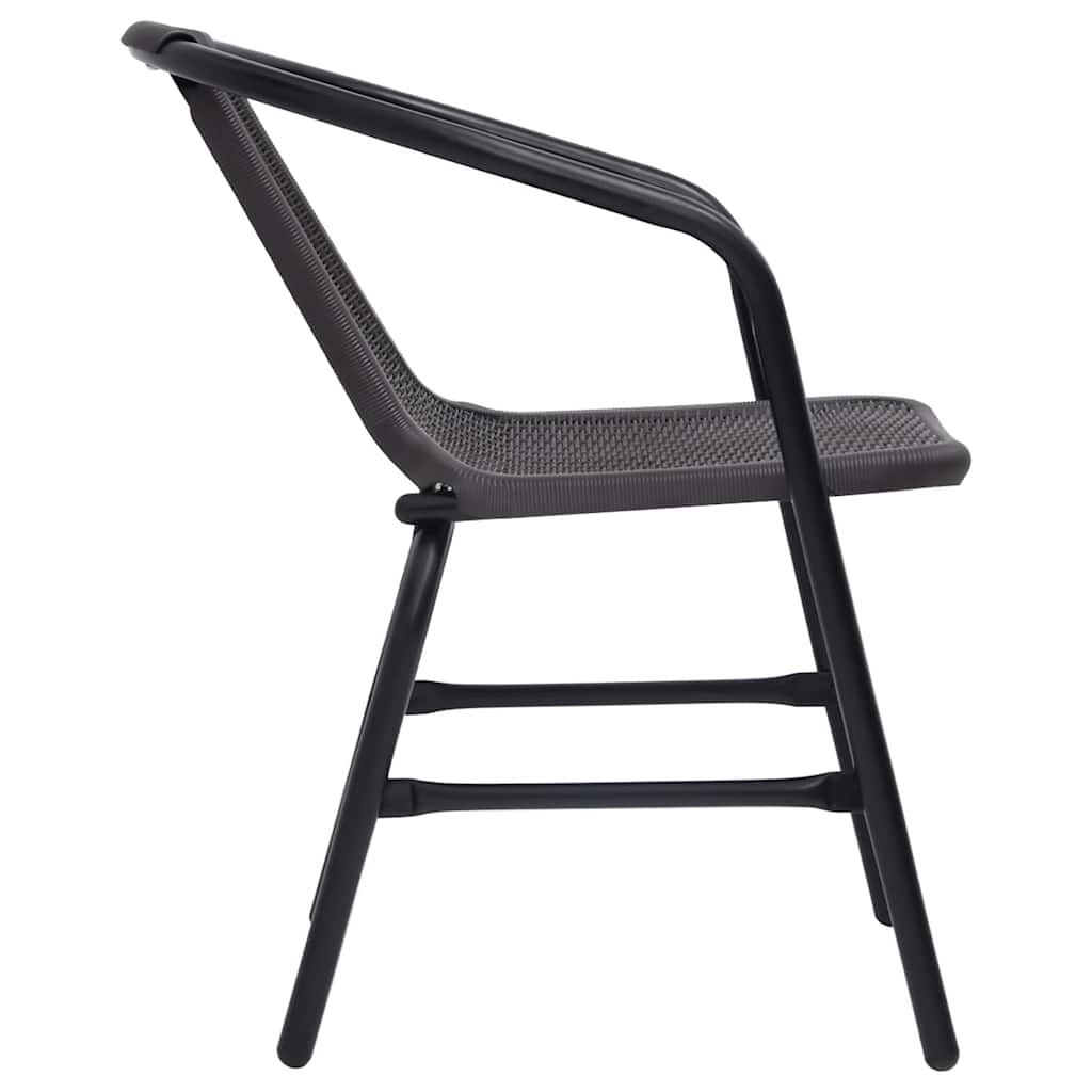 vidaXL Garden Chair | Set of 8 | Black | Plastic rattan, steel | Stackable