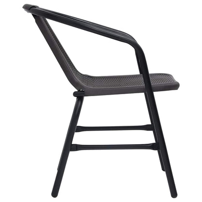 vidaXL Garden Chair | Set of 8 | Black | Plastic rattan, steel | Stackable