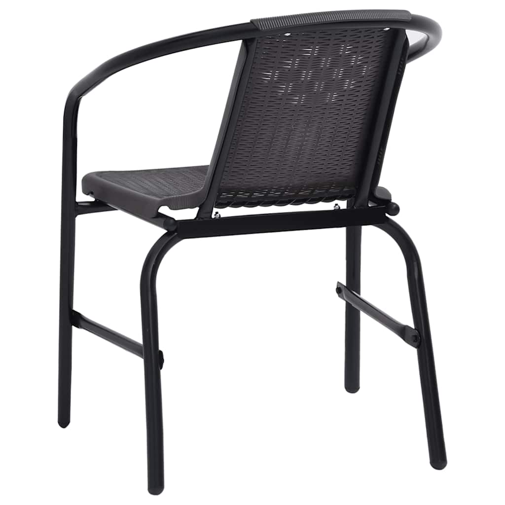 vidaXL Garden Chair | Set of 8 | Black | Plastic rattan, steel | Stackable