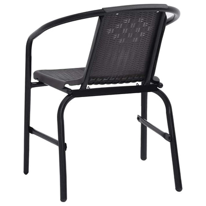 vidaXL Garden Chair | Set of 8 | Black | Plastic rattan, steel | Stackable
