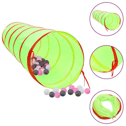 vidaXL Children Play Tunnel with 250 Balls Green 175 cm Polyester