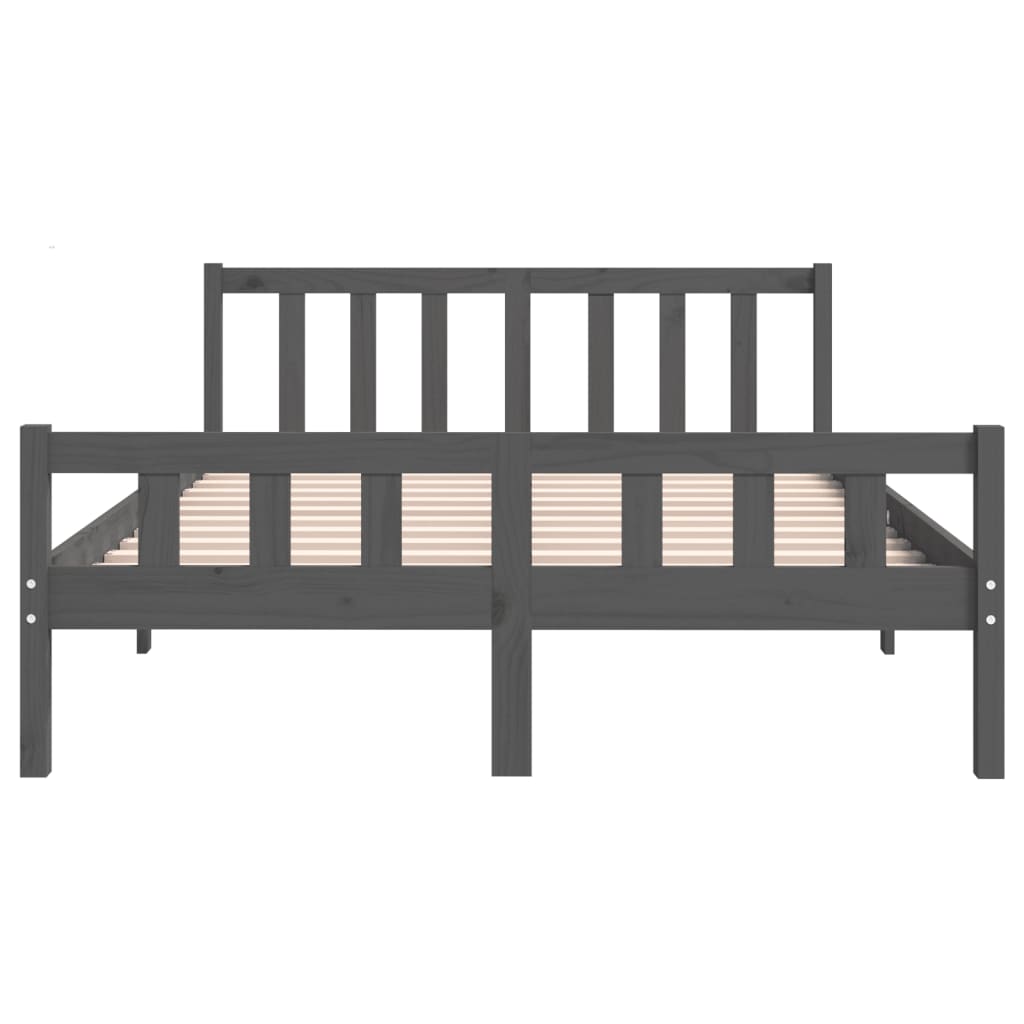 vidaXL Bed Frame | Grey | Solid Pine Wood | Double | Durable | Bed Frame