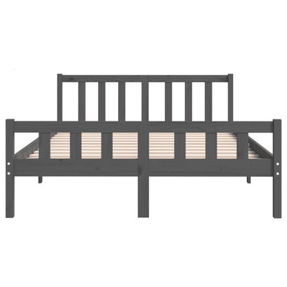 vidaXL Bed Frame | Grey | Solid Pine Wood | Double | Durable | Bed Frame