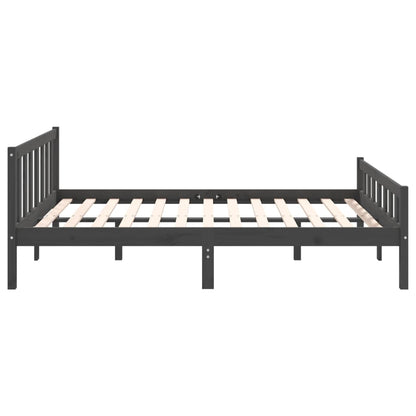 vidaXL Bed Frame | Grey | Solid Pine Wood | Double | Durable | Bed Frame
