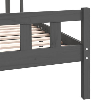 vidaXL Bed Frame | Grey | Solid Pine Wood | Double | Durable | Bed Frame