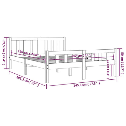 vidaXL Bed Frame | Grey | Solid Pine Wood | Double | Durable | Bed Frame