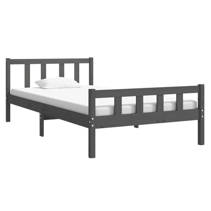 vidaXL Bed Frame | Grey | Solid pine wood, Plywood slats | Single | Durable