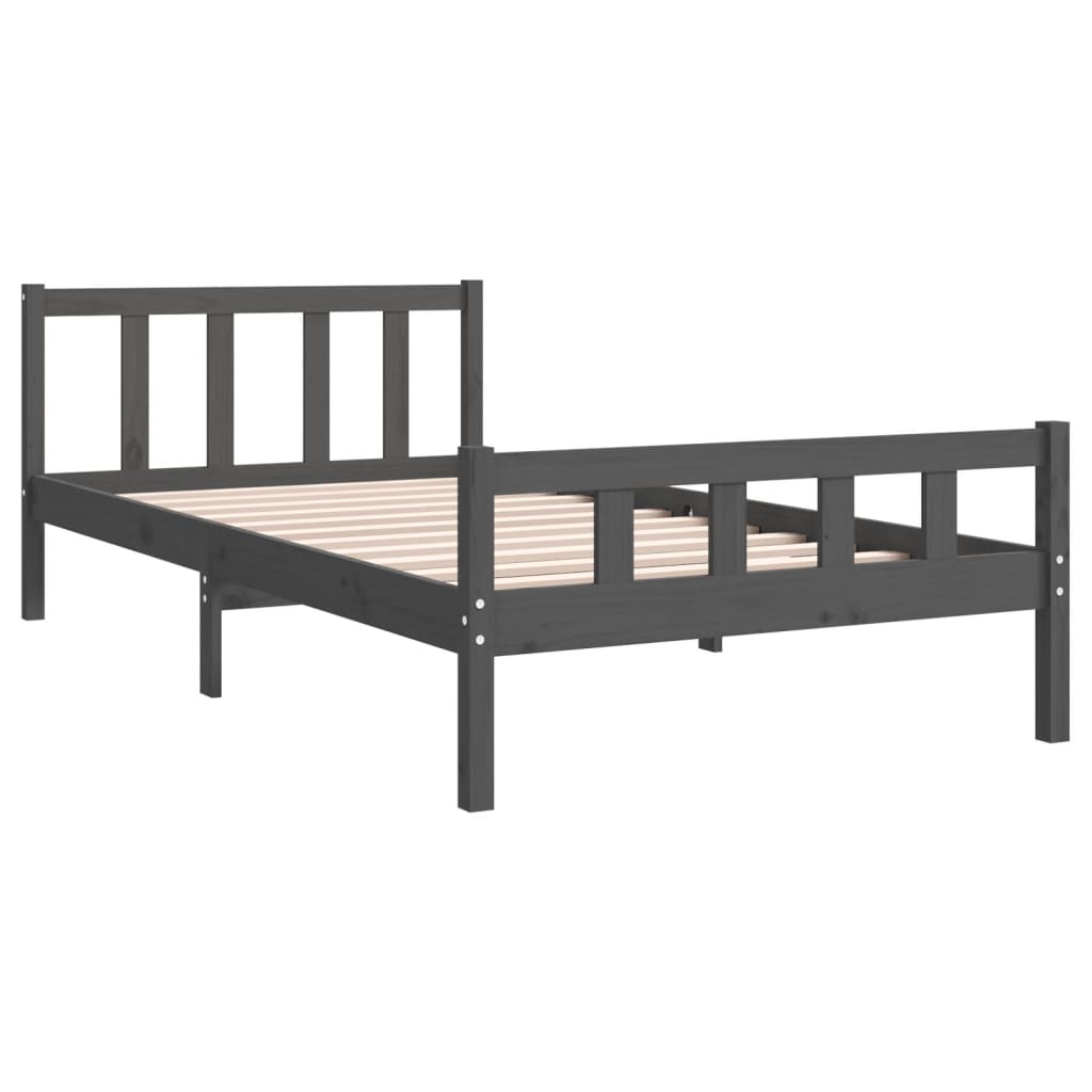 vidaXL Bed Frame | Grey | Solid pine wood, Plywood slats | Single | Durable