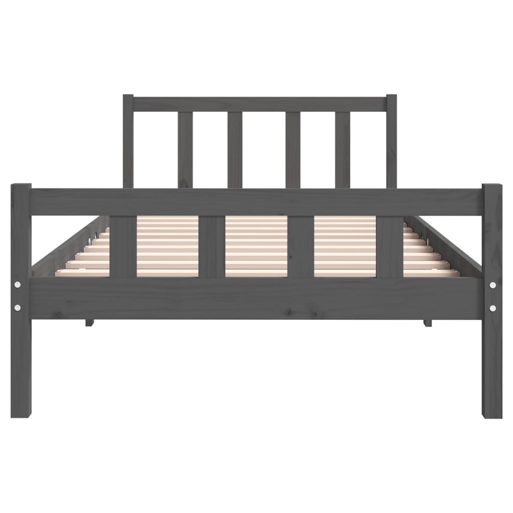 vidaXL Bed Frame | Grey | Solid pine wood, Plywood slats | Single | Durable