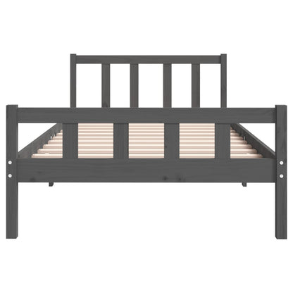 vidaXL Bed Frame | Grey | Solid pine wood, Plywood slats | Single | Durable