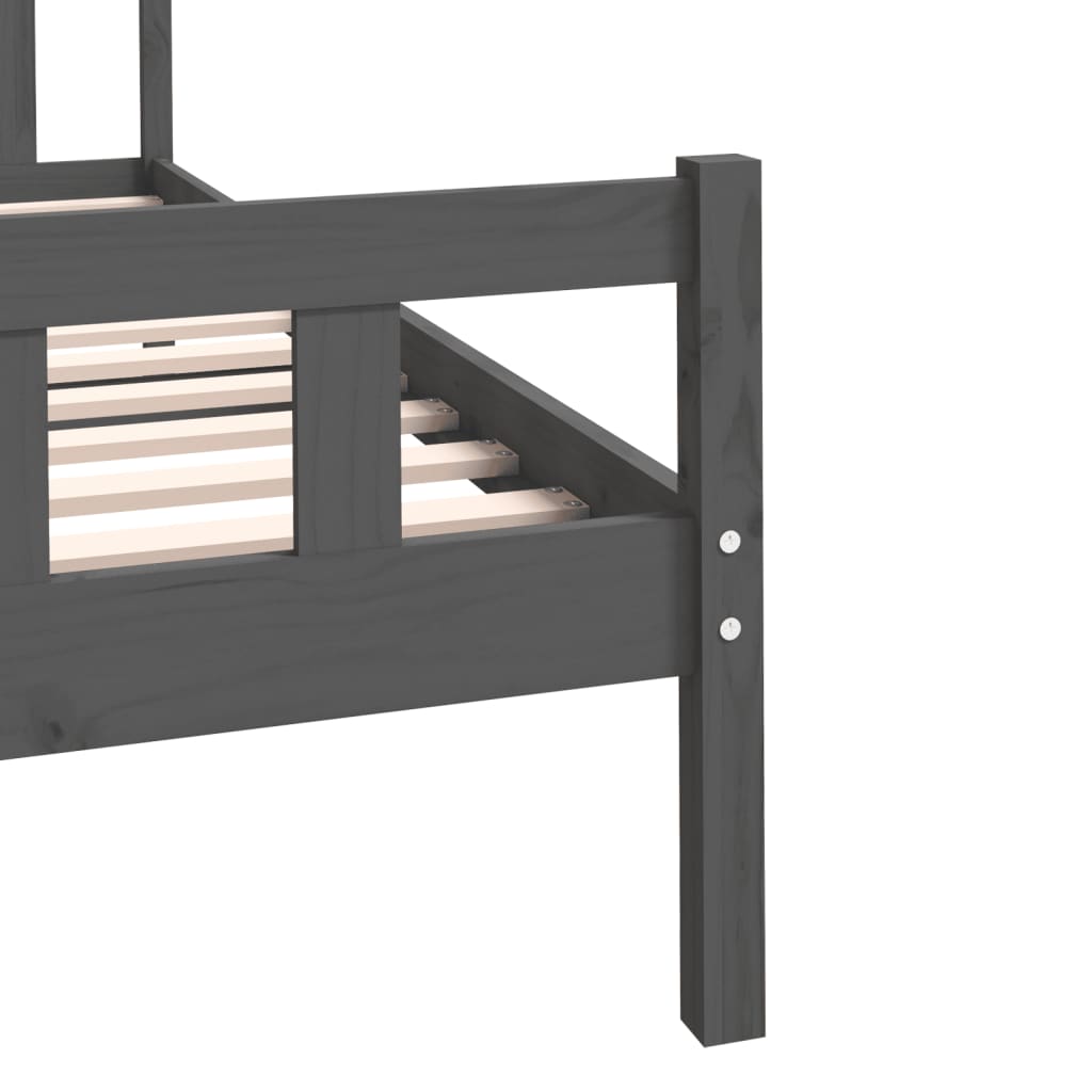 vidaXL Bed Frame | Grey | Solid pine wood, Plywood slats | Single | Durable