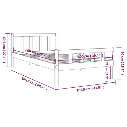vidaXL Bed Frame | Grey | Solid pine wood, Plywood slats | Single | Durable