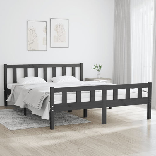 vidaXL Bed Frame without Mattress Grey Solid Wood 120x200 cm
