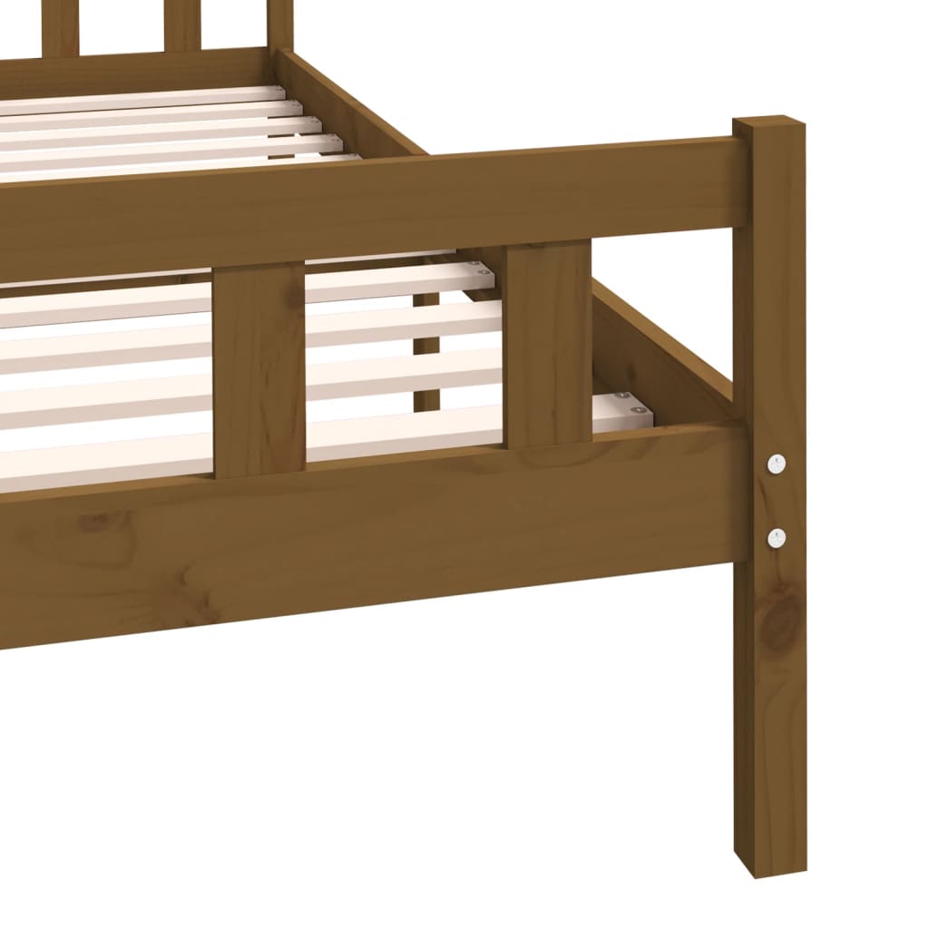 vidaXL Bed Frame | Honey Brown | Solid Pinewood with Plywood Slats | Double