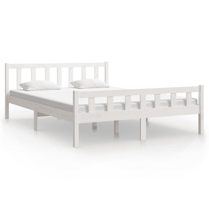 vidaXL Bed Frame | White | Solid Pine Wood | King Size |  Durable | Bed Frame