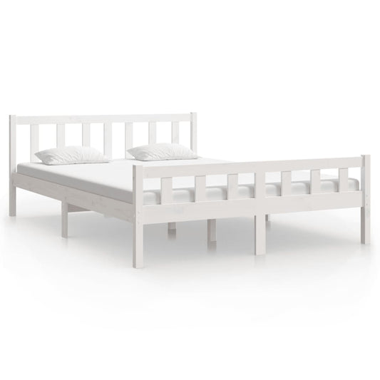 vidaXL Bed Frame | White | Solid Pine Wood | King Size |  Durable | Bed Frame