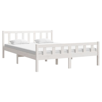 vidaXL Bed Frame | White | Solid Pine Wood | King Size |  Durable | Bed Frame