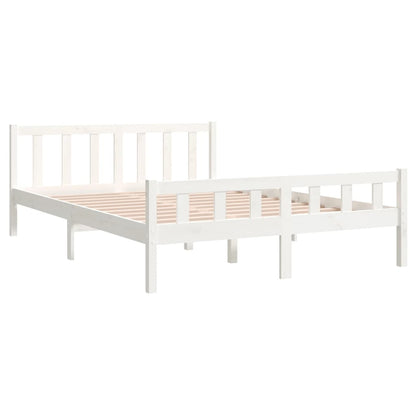 vidaXL Bed Frame | White | Solid Pine Wood | King Size |  Durable | Bed Frame