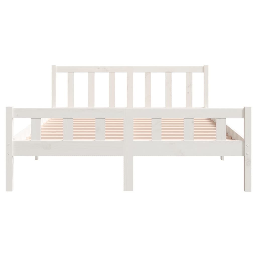 vidaXL Bed Frame | White | Solid Pine Wood | King Size |  Durable | Bed Frame