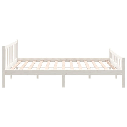 vidaXL Bed Frame | White | Solid Pine Wood | King Size |  Durable | Bed Frame
