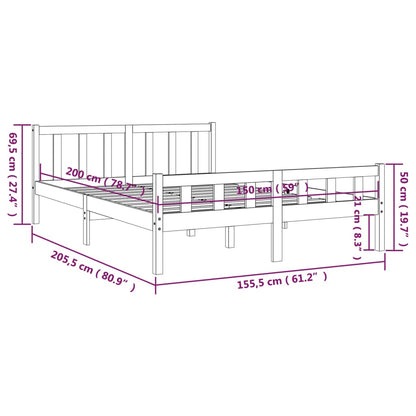 vidaXL Bed Frame | White | Solid Pine Wood | King Size |  Durable | Bed Frame