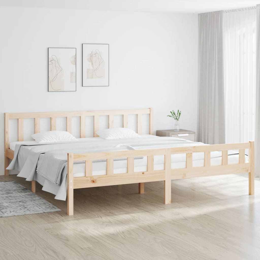 vidaXL Bed Frame | Natural wood | Solid pine wood | Double | Durable | Bed Frame