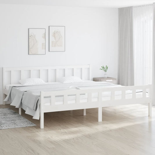vidaXL Bed Frame | White | Solid pine wood, Plywood | Double | Durable