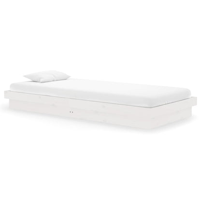 819893 vidaXL Bed Frame without Mattress White Solid Wood 90x200 cm