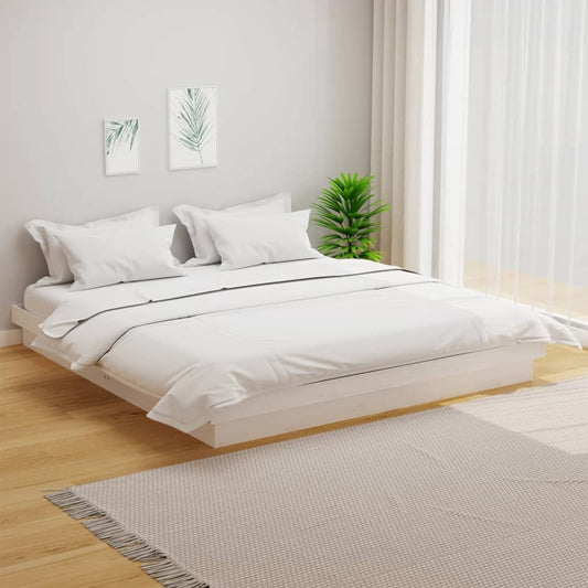 vidaXL Bed Frame without Mattress White Solid Wood 160x200 cm