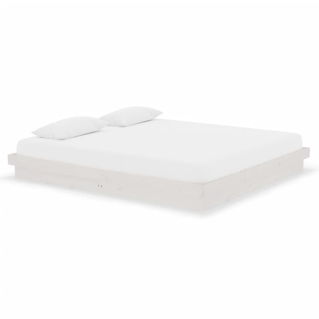 vidaXL Bed Frame without Mattress White Solid Wood Super King
