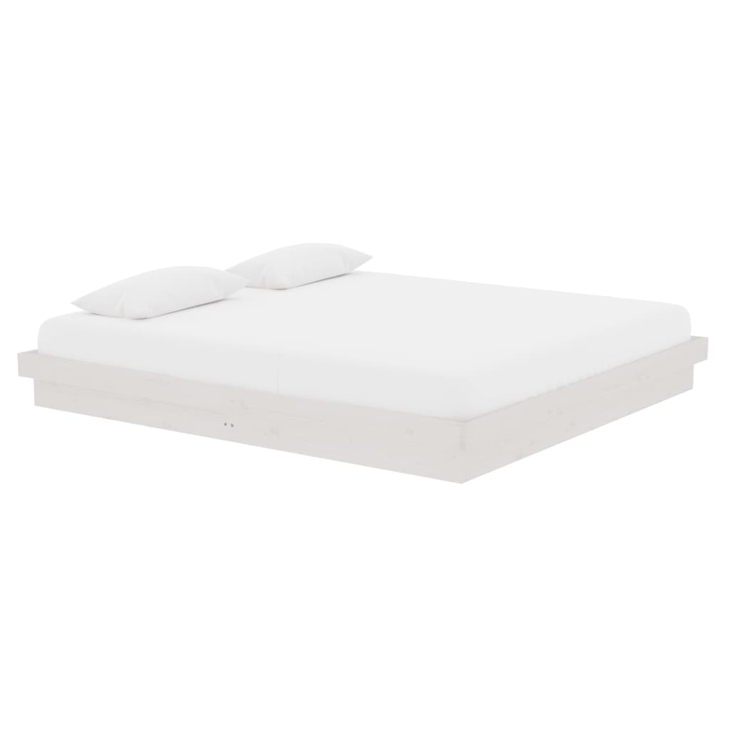 vidaXL Bed Frame without Mattress White Solid Wood Super King