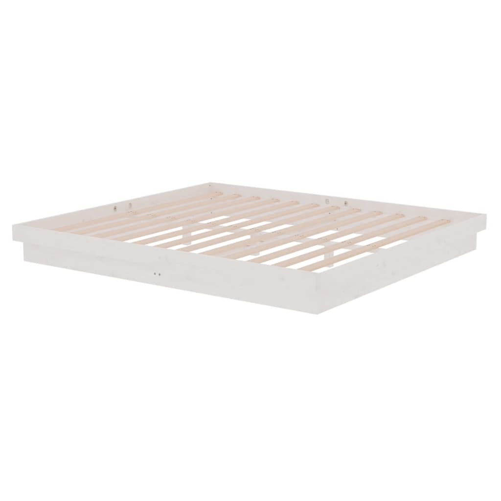 vidaXL Bed Frame without Mattress White Solid Wood Super King