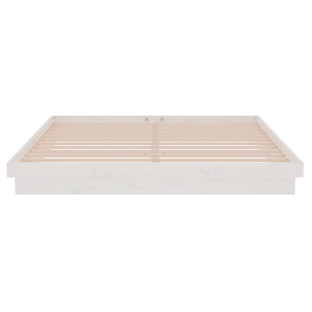 vidaXL Bed Frame without Mattress White Solid Wood Super King