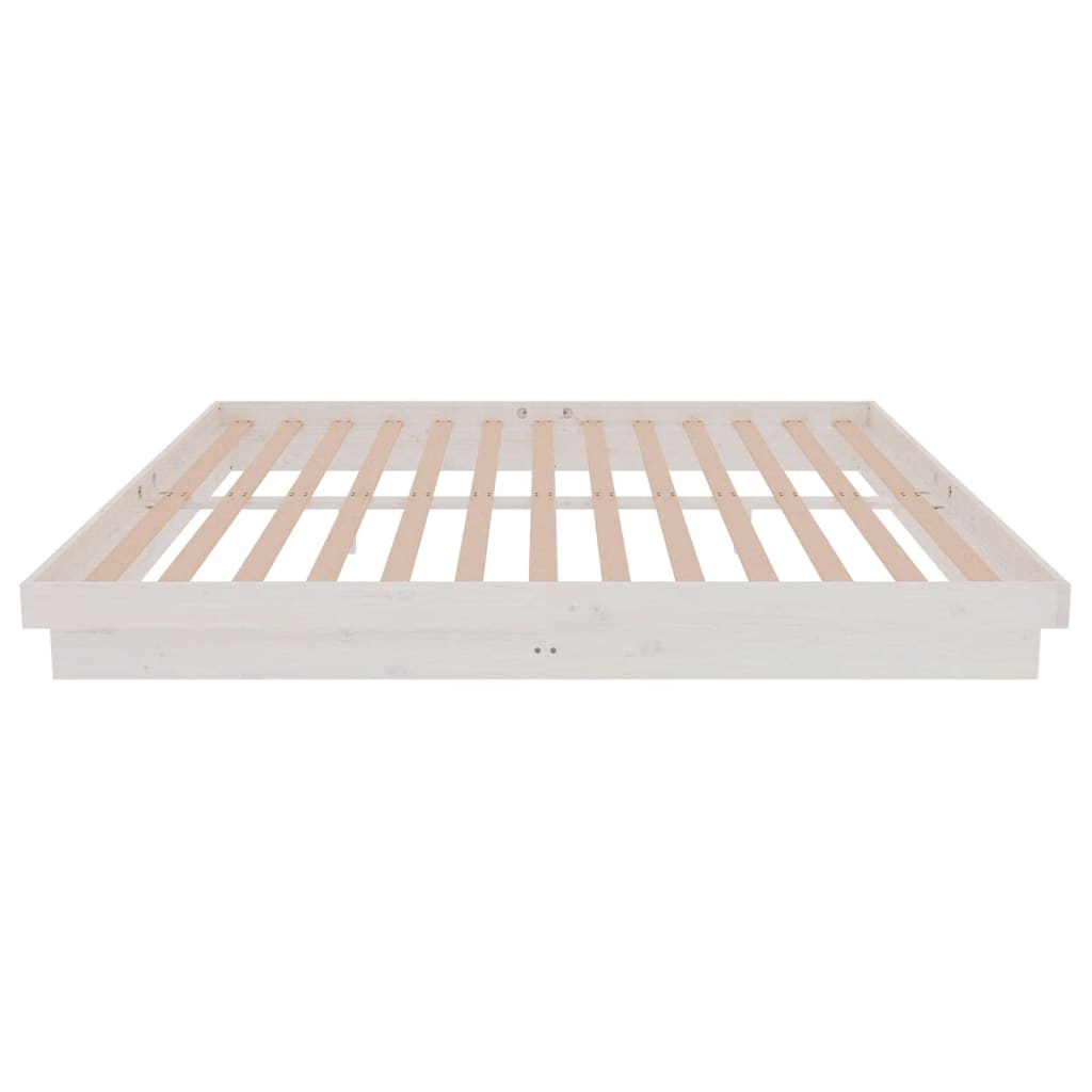 vidaXL Bed Frame without Mattress White Solid Wood Super King