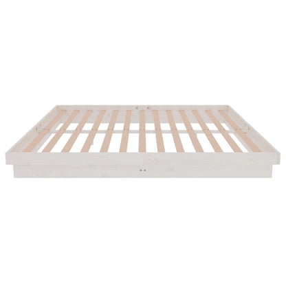 vidaXL Bed Frame without Mattress White Solid Wood Super King