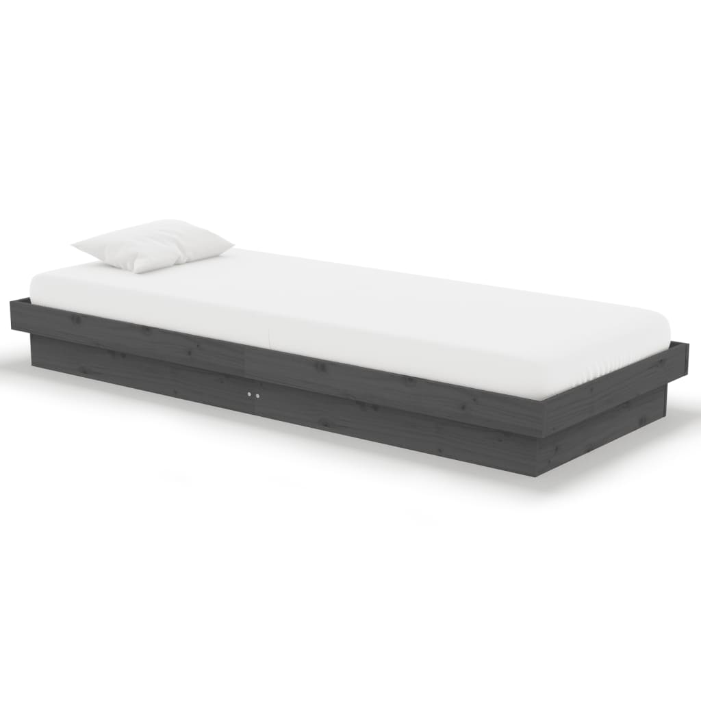 vidaXL Bed Frame without Mattress Grey Solid Wood Small Single