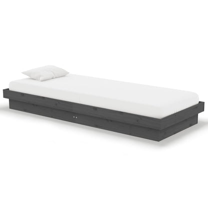vidaXL Bed Frame without Mattress Grey Solid Wood Small Single