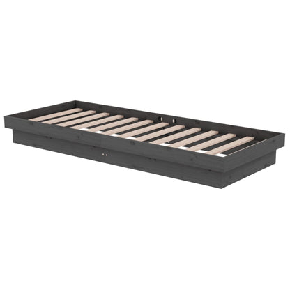 vidaXL Bed Frame without Mattress Grey Solid Wood Small Single