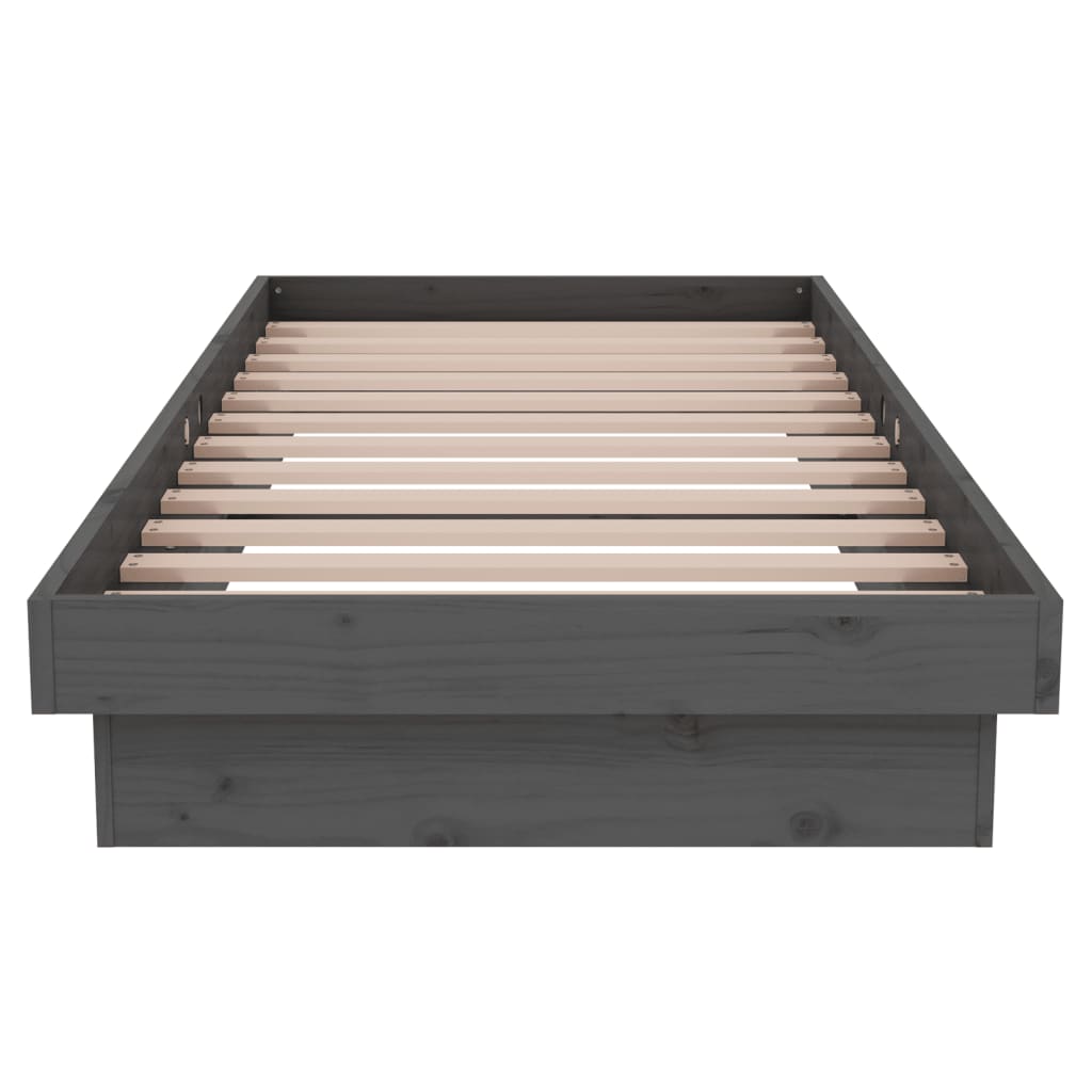 vidaXL Bed Frame without Mattress Grey Solid Wood Small Single