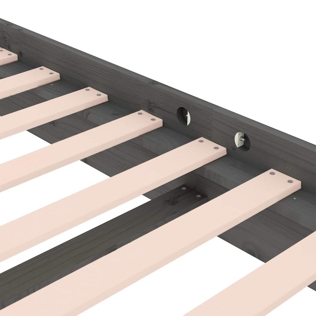vidaXL Bed Frame without Mattress Grey Solid Wood Small Single