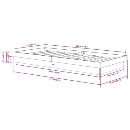 vidaXL Bed Frame without Mattress Grey Solid Wood Small Single