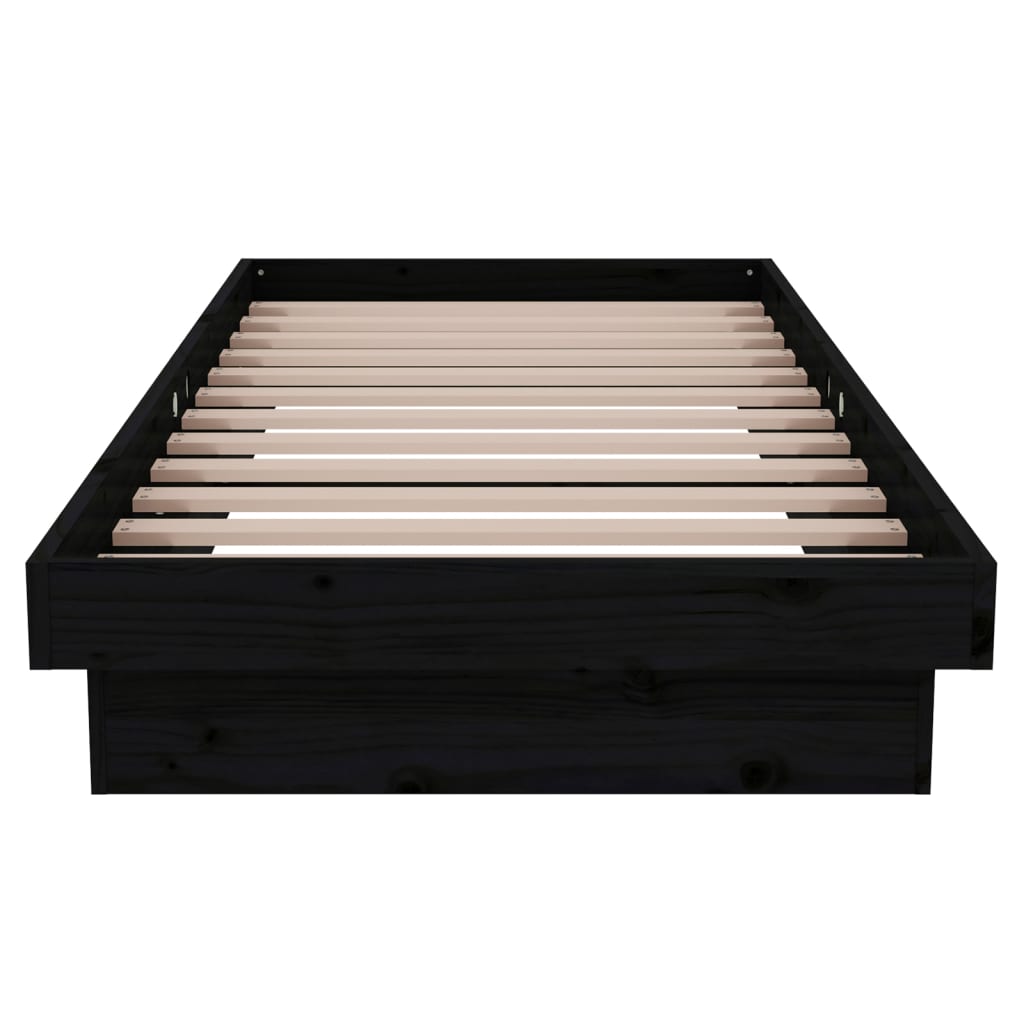 vidaXL Bed Frame without Mattress Black Solid Wood Small Single