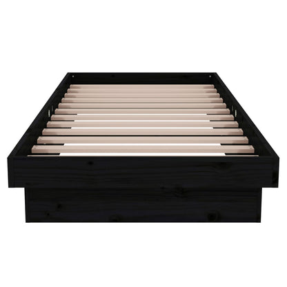 vidaXL Bed Frame without Mattress Black Solid Wood Small Single