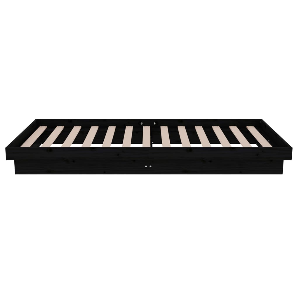 vidaXL Bed Frame without Mattress Black Solid Wood Small Single