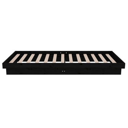 vidaXL Bed Frame without Mattress Black Solid Wood Small Single