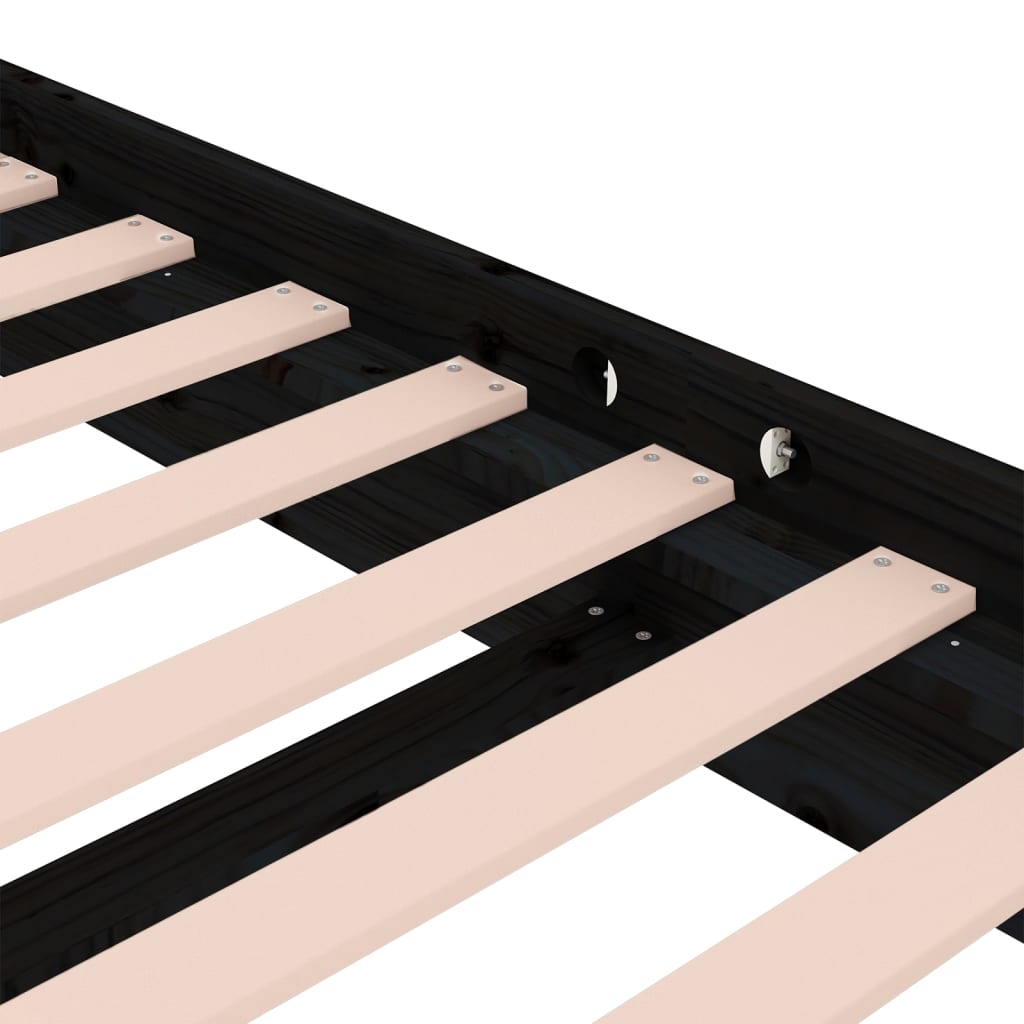 vidaXL Bed Frame without Mattress Black Solid Wood Small Single