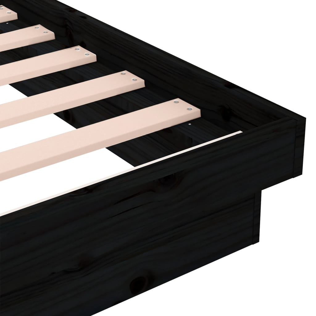 vidaXL Bed Frame without Mattress Black Solid Wood Small Single