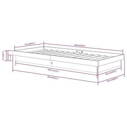 vidaXL Bed Frame without Mattress Black Solid Wood Small Single