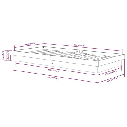 vidaXL Bed Frame without Mattress Solid Wood Single