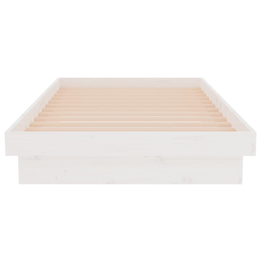 vidaXL Bed Frame without Mattress White Solid Wood Single